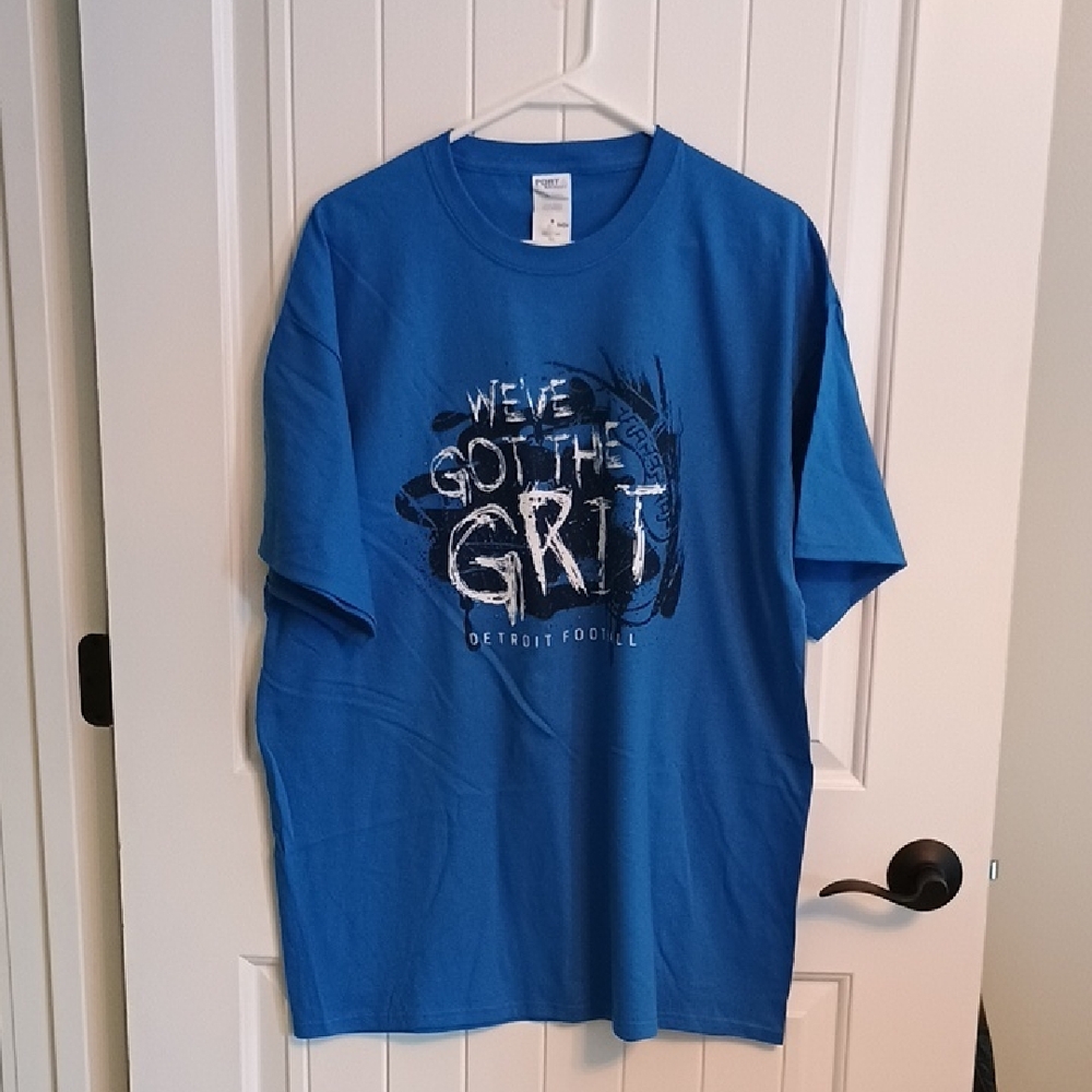 NWT Mens XL Detroit Lions T-shirt "We've Got The Grit" Blue